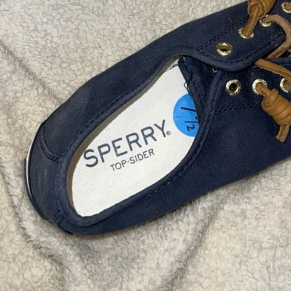 Sperry navy blue boat shoes with leather laces | Sz 7.5 - Picture 6 of 6